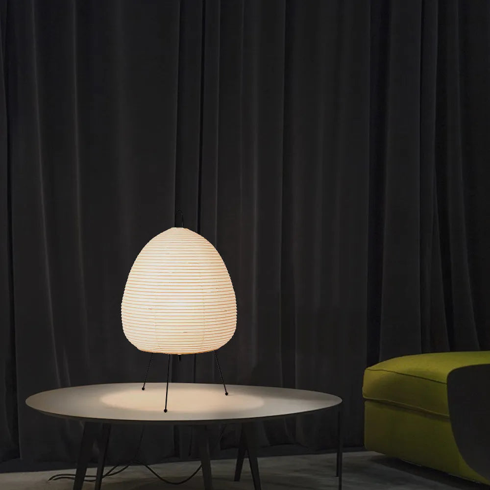 Japanese style rice paper table lamp with handmade shade and aluminium base