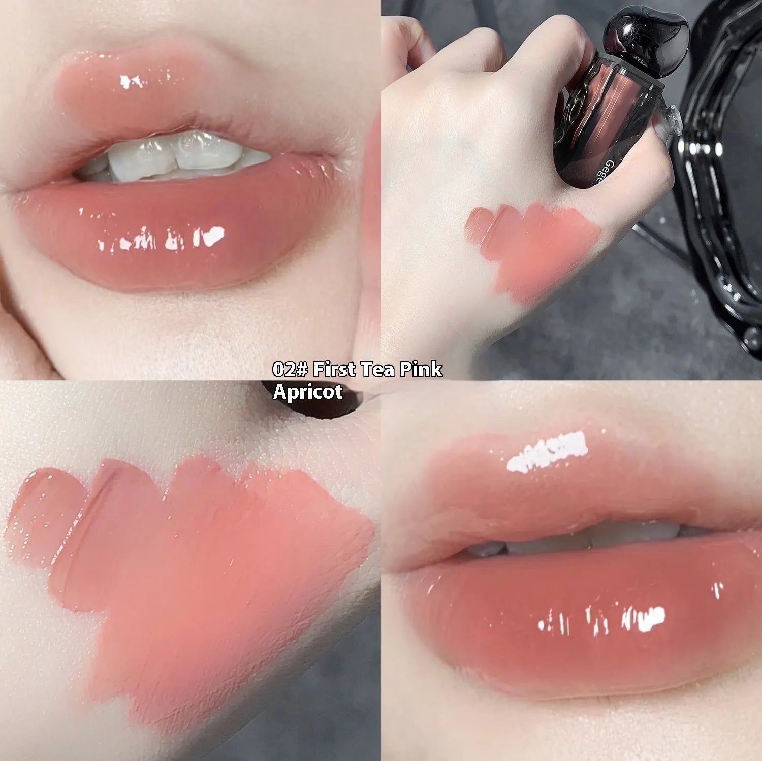 Glacier Lava Lip Lacquer in water-light mirror finish showing seven numbered colour options