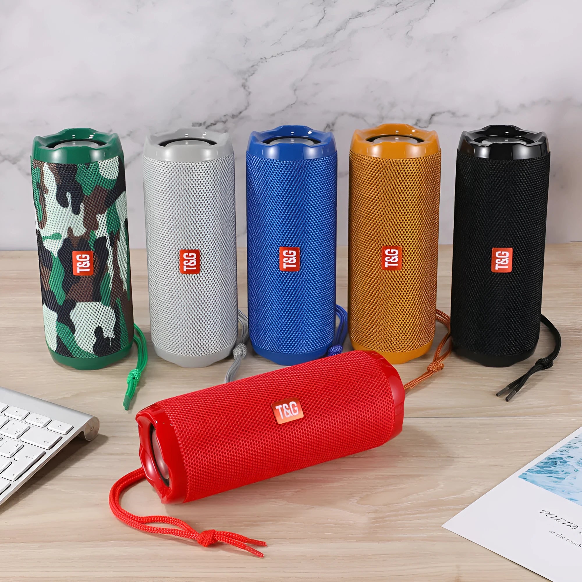 Fabric portable Bluetooth speaker with card holder in multiple colour options