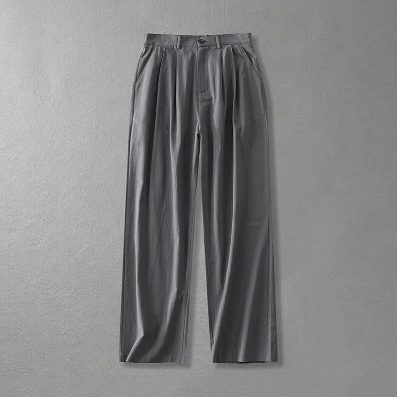 Men's cotton linen loose straight pants in solid colour, size L-9XL