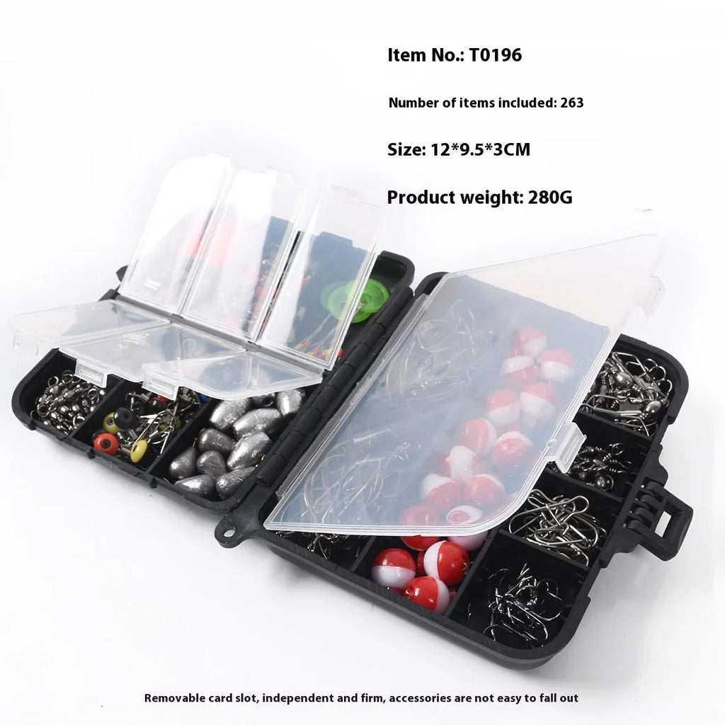 263-piece fishing accessory set with copper tube sinkers and stainless steel split shot weights in red and white