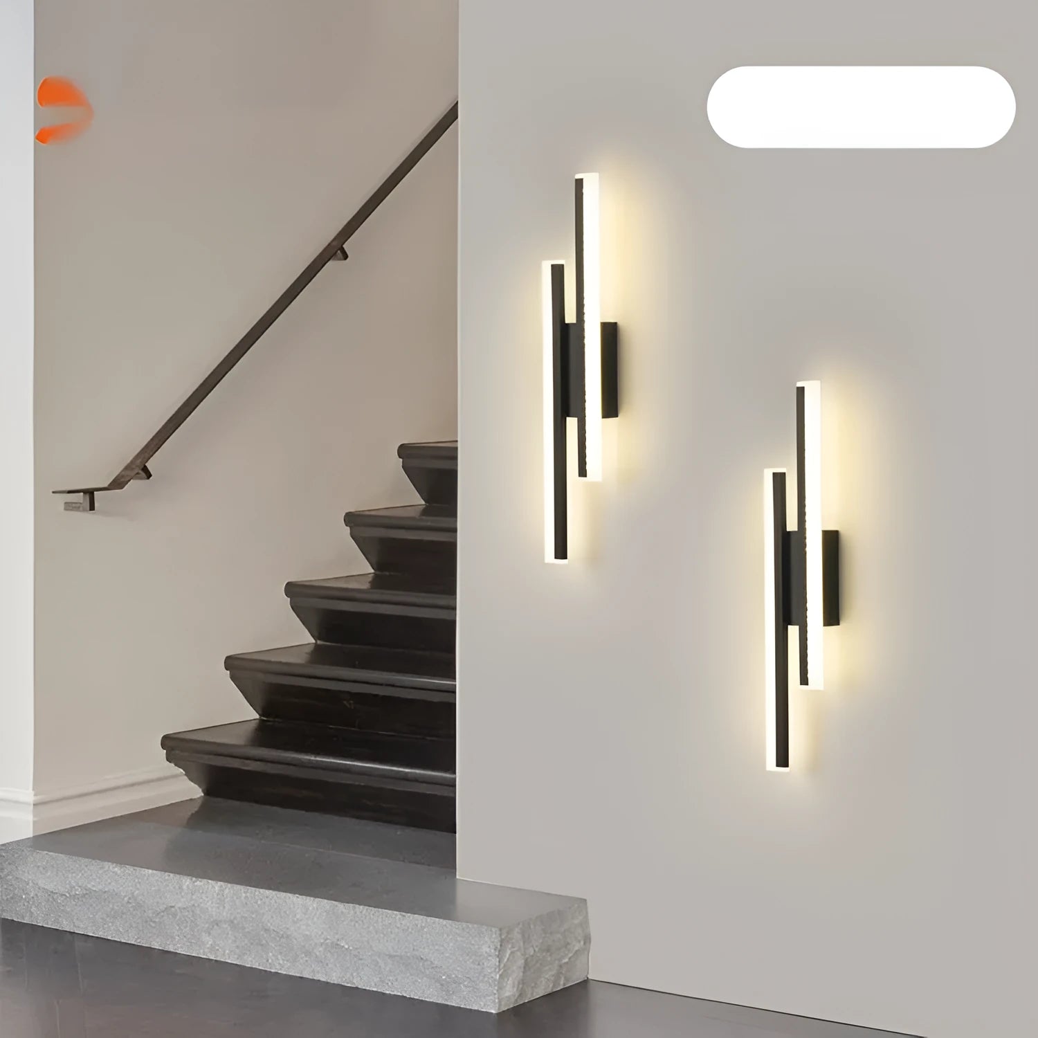Gold finish double line wall lamp with LED light source measuring 500mm length