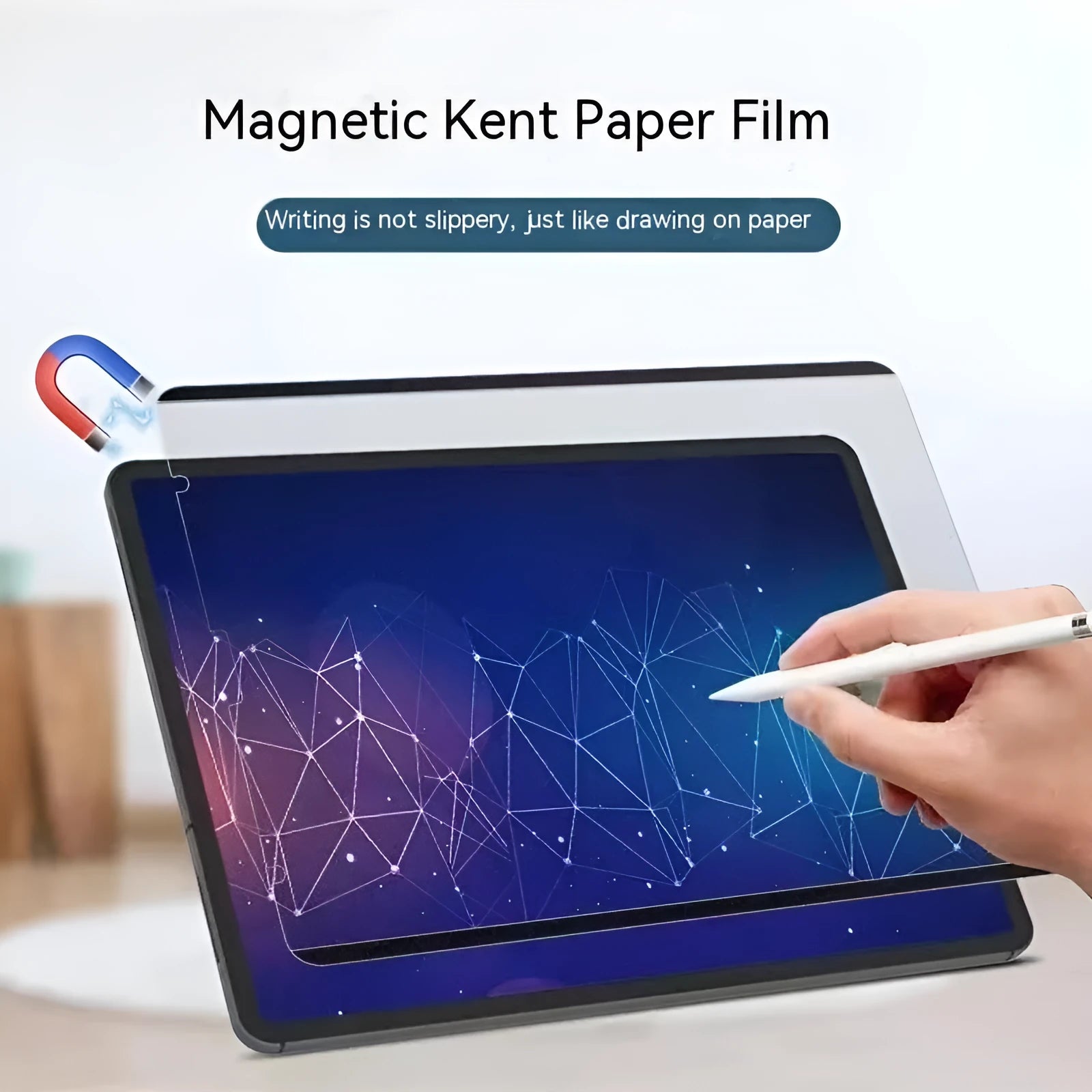 Magnetic detachable PET drawing film for iPad with included alcohol wipe and scraper tools