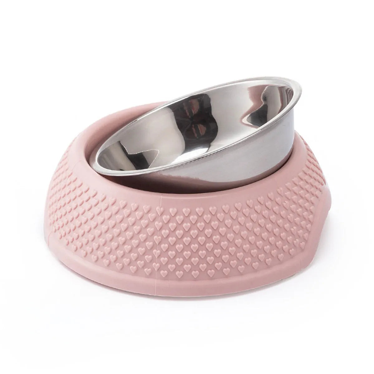 Blue stainless steel pet bowl with non-slip base for dog or cat food and water