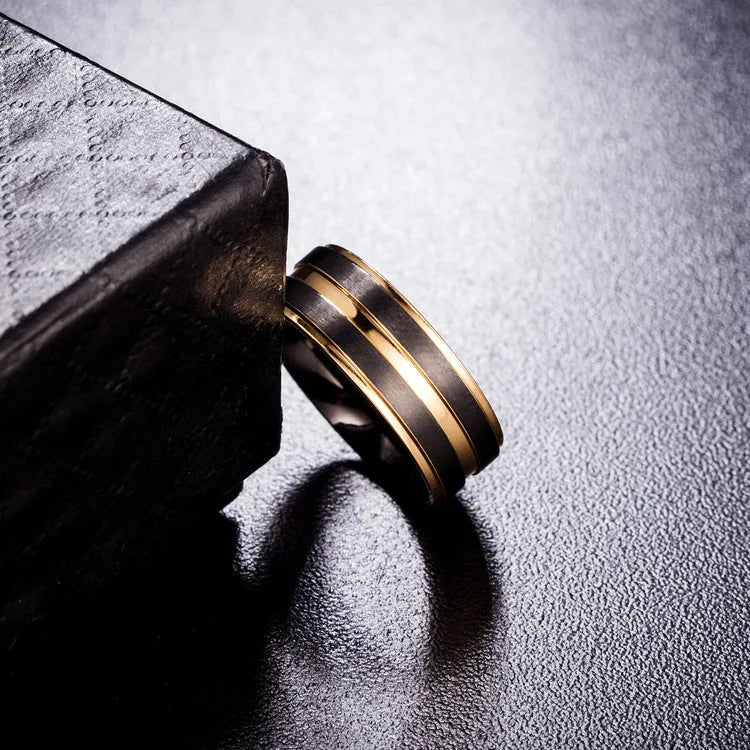 Titanium steel man ring with electroplated finish in sizes 7 to 11