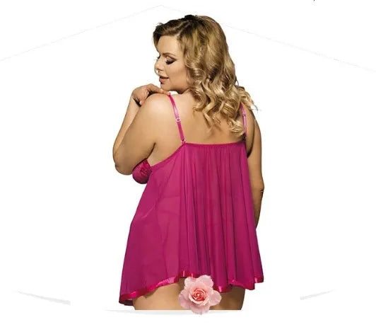 Purple seamless lingerie sleepdress with mesh panels and lace detailing on mannequin