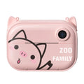 Pink HD digital camera with printing function, 2.4-inch screen, and creative accessories including sticker book
