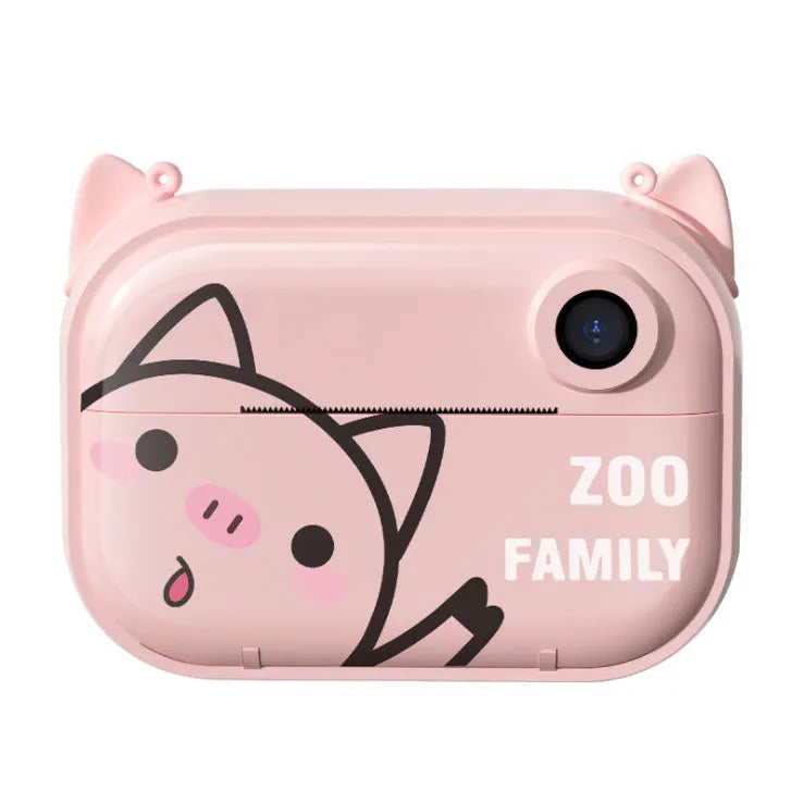 Pink HD digital camera with printing function, 2.4-inch screen, and creative accessories including sticker book