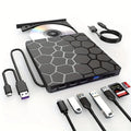 Black external USB CD/DVD drive with compact dimensions for computer optical disc reading and writing