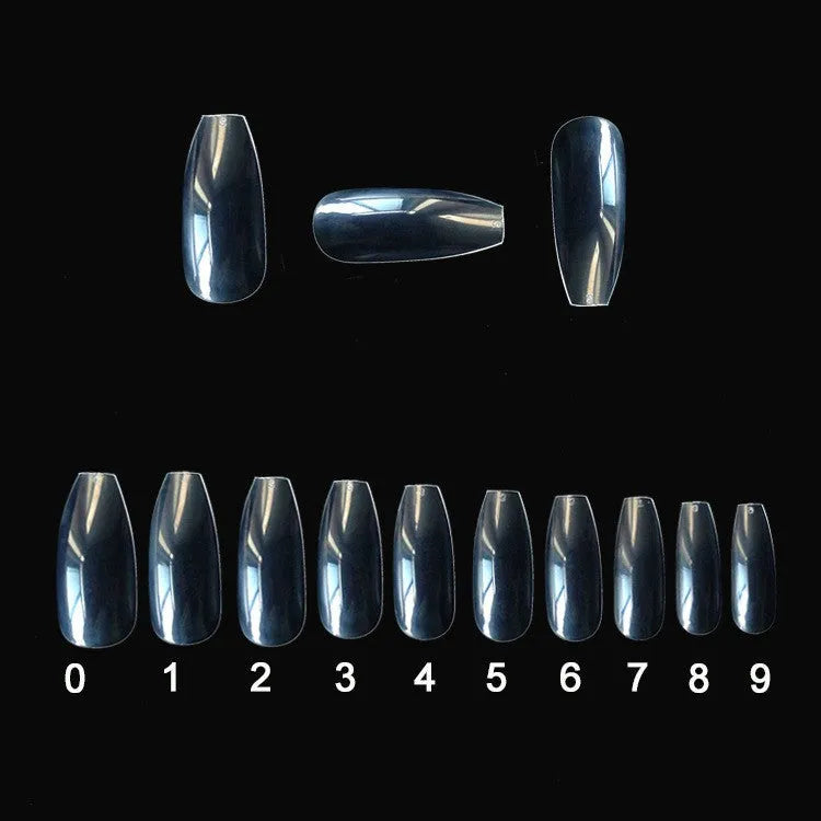 500 clear ABS artificial nails in 10 sizes with French tip design for professional and home use