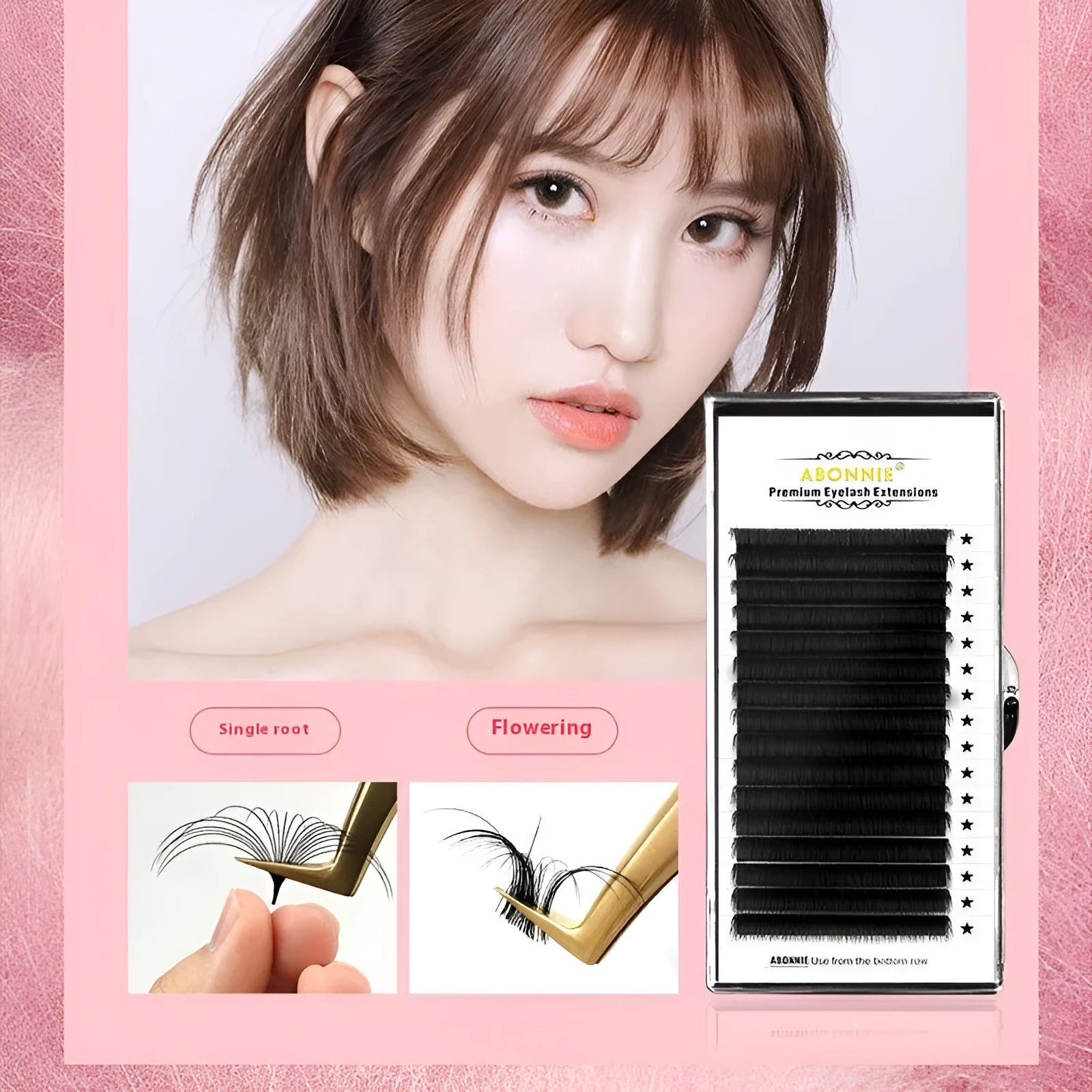 16-row dense false eyelashes in mink hair with matte round wool texture, lengths 8mm to 18mm