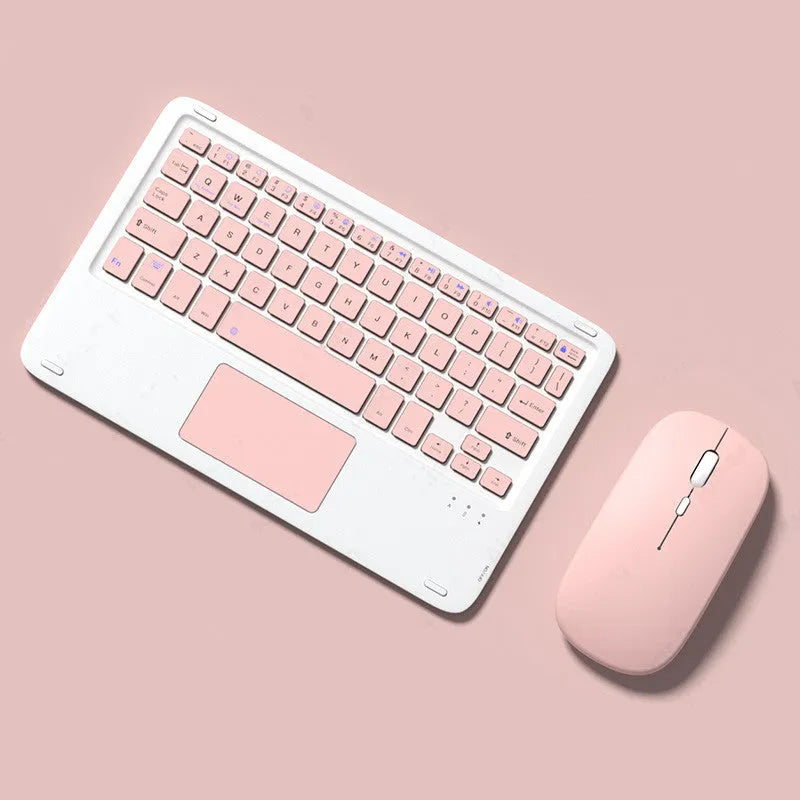 Wireless Bluetooth keyboard and mouse combo in pink, green, black, or white colours for tablets and laptops