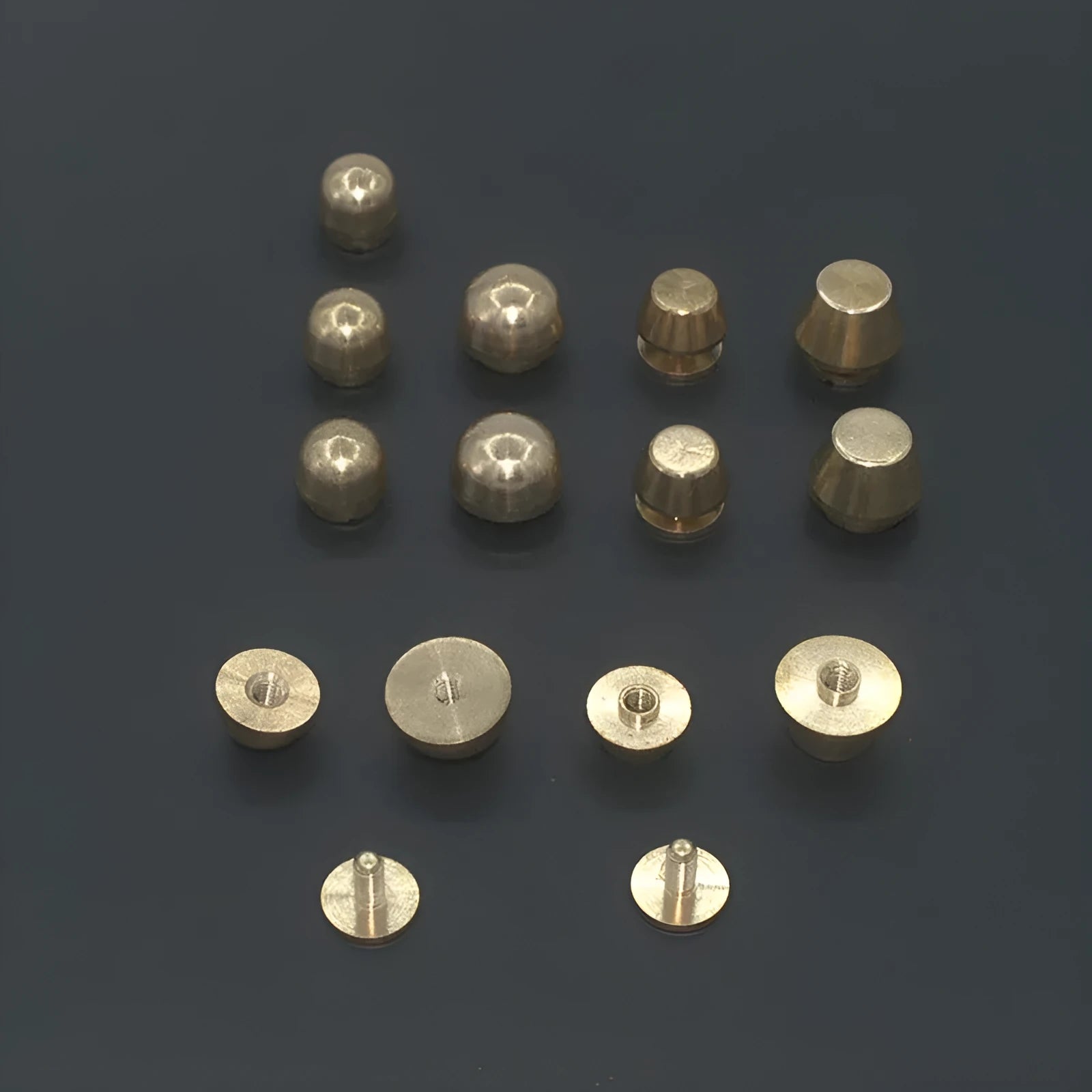 Brass decorative buckle jewellery components in round and bucket foot nail shapes