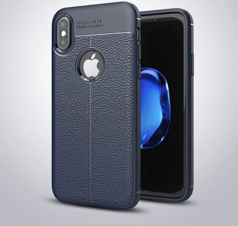 Black PU leather and silicone phone case for OnePlus 5, 5T, and 6 with screen protector