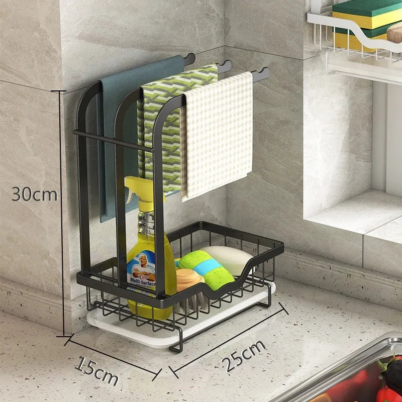 Foldable plastic kitchen storage rack for drying rags in a new Chinese style