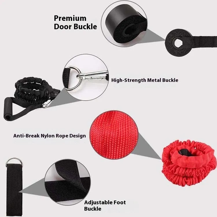Multi-functional TPE resistance tube 11-piece set with 1.2m length and climbing hooks for home fitness