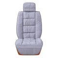 Short plush winter car seat cushion in grey, showing soft texture and universal fit design.