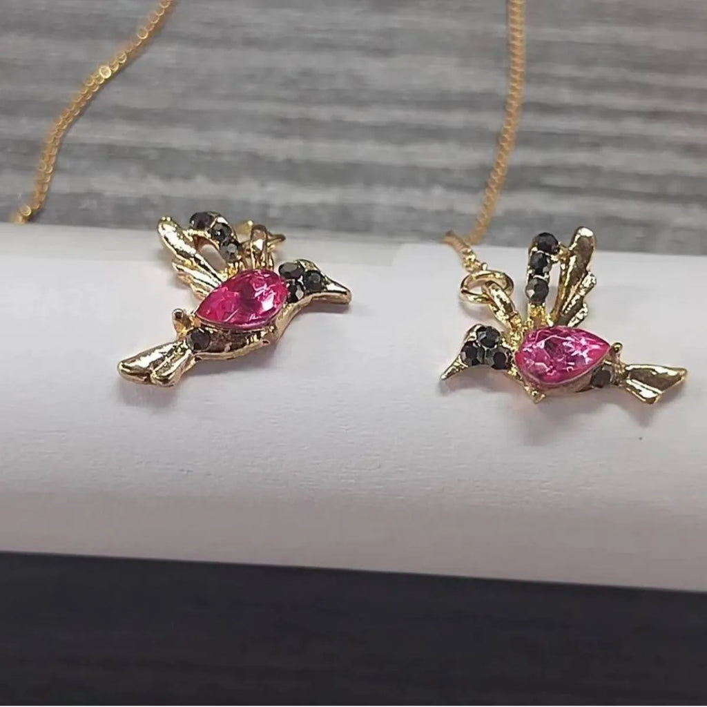 Personalised long bird hanging earrings with mixed zirconium wings in red, blue, and red lvzuan colour options