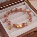 Women's floral glazed glass bracelet with electroplated zodiac charm and coloured beads
