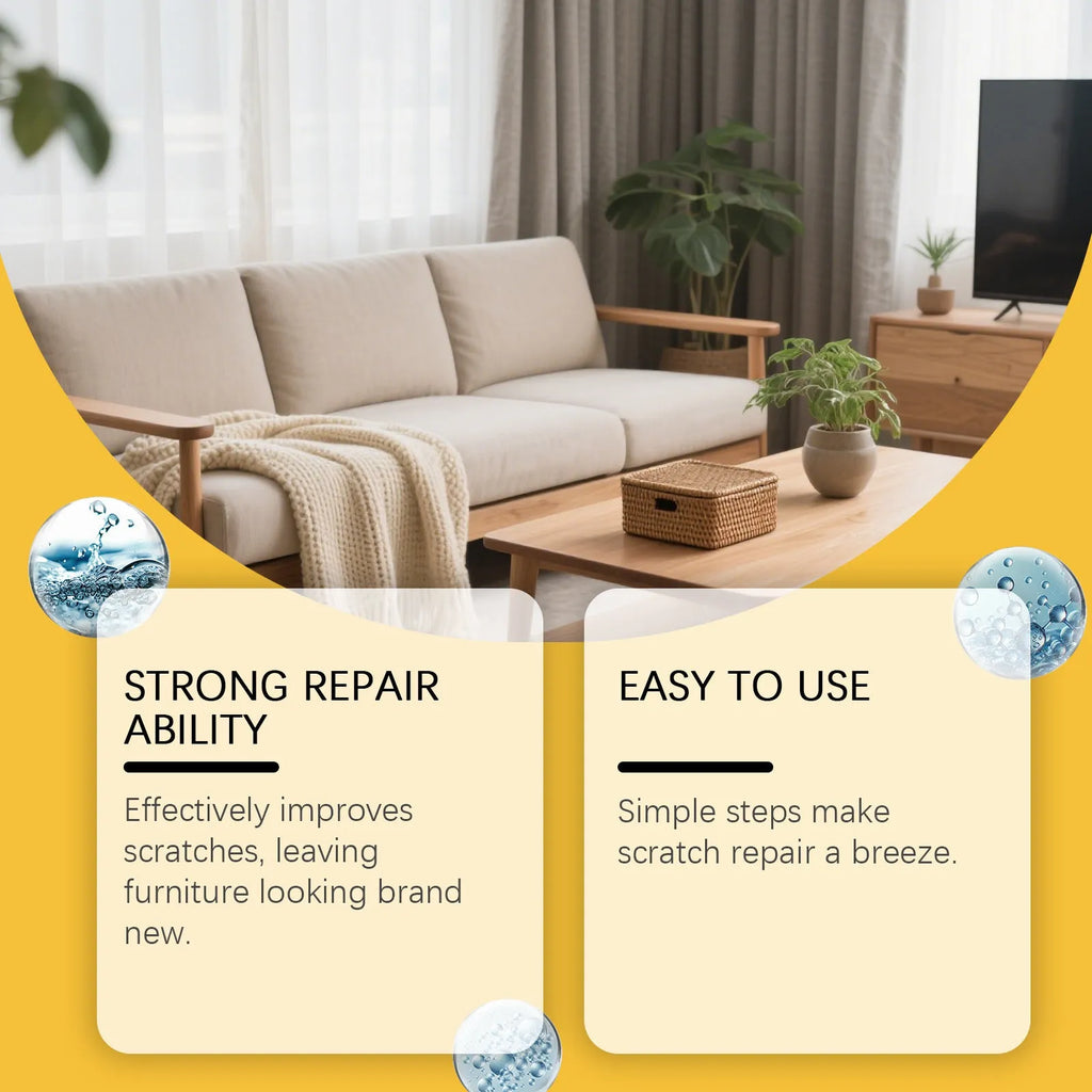 Wood furniture scratch care solution bottle with microfiber polishing cloth
