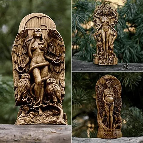 Detailed resin Greek goddess statue for altar or garden, 22cm tall in one of three colours.