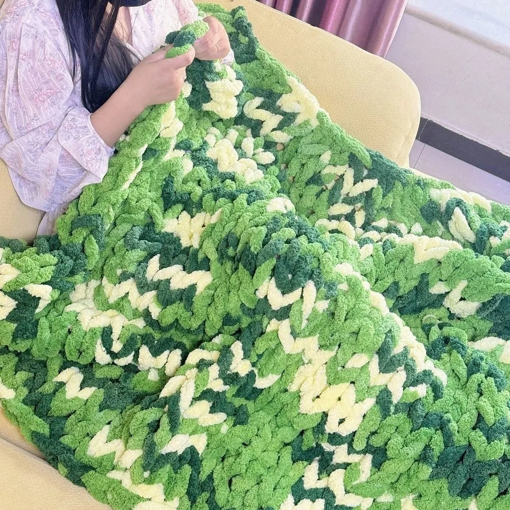Coarse yarn chenille knitted braided gravity blanket in modern simple style