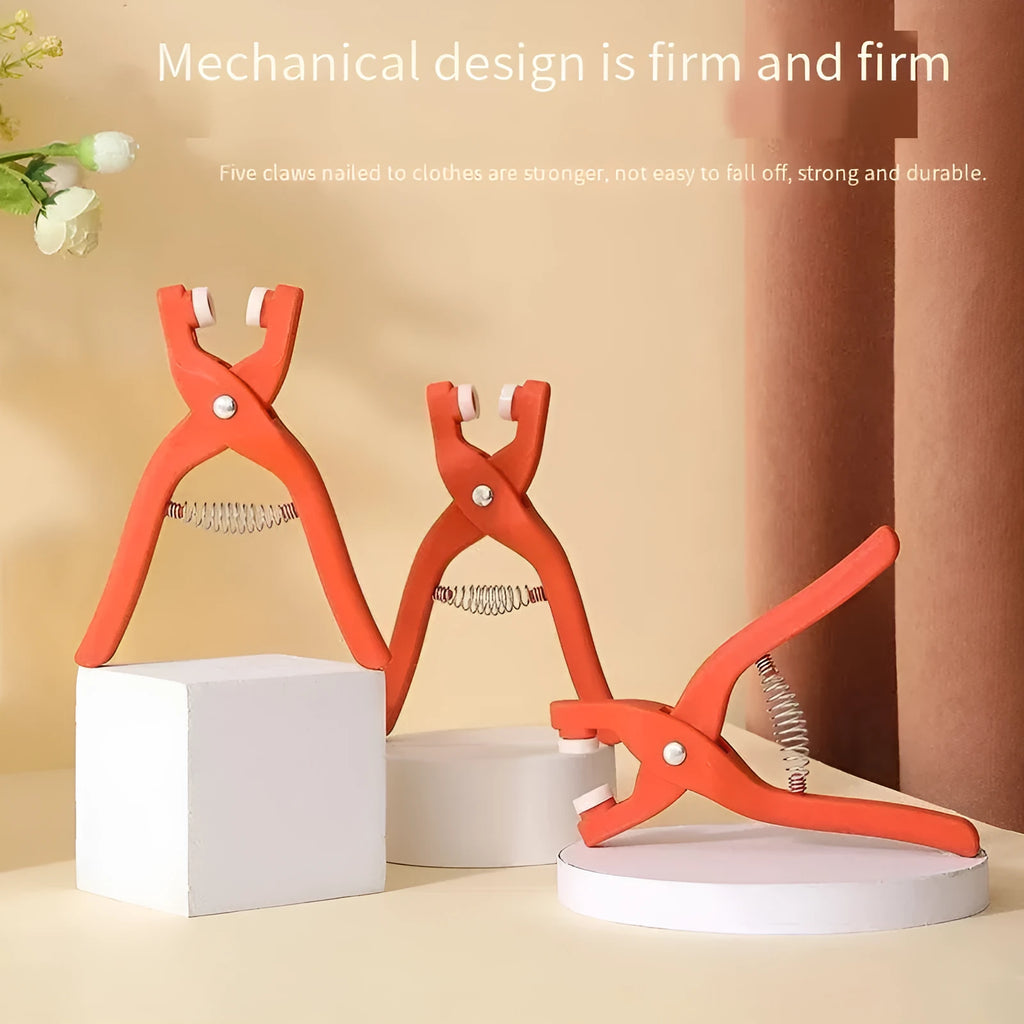 Five claw stainless steel no-sew buttons for children's clothing with application pliers