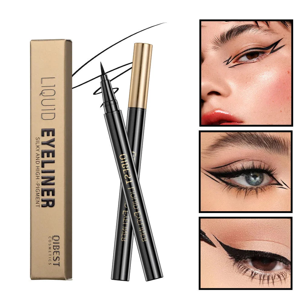 Black liquid eyeliner pen with sweat-proof quick-drying properties
