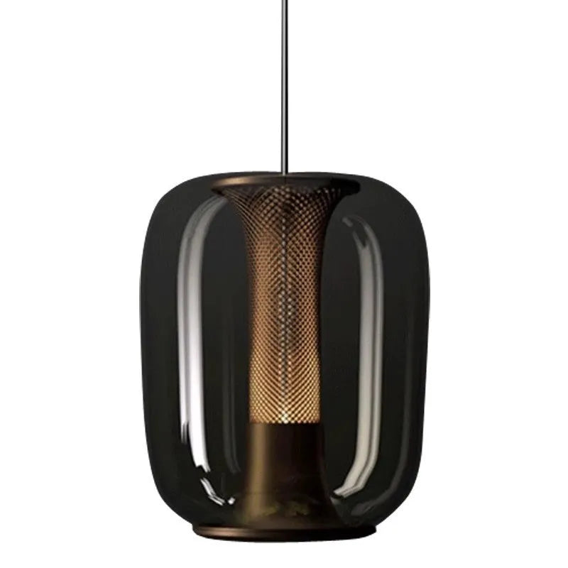 Minimalist Nordic chandelier in smoky grey, cognac, or transparent colour, 16cm diameter by 20cm height