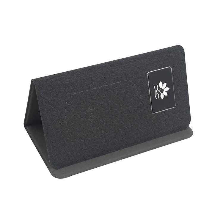 Folding wireless charging mouse pad set with Bluetooth mouse and custom logo printing on cloth surface