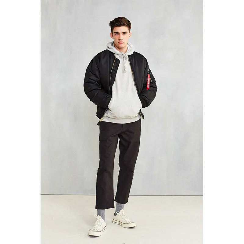 Men's American workwear pilot cotton-padded jacket in loose fit with double-sided nylon construction