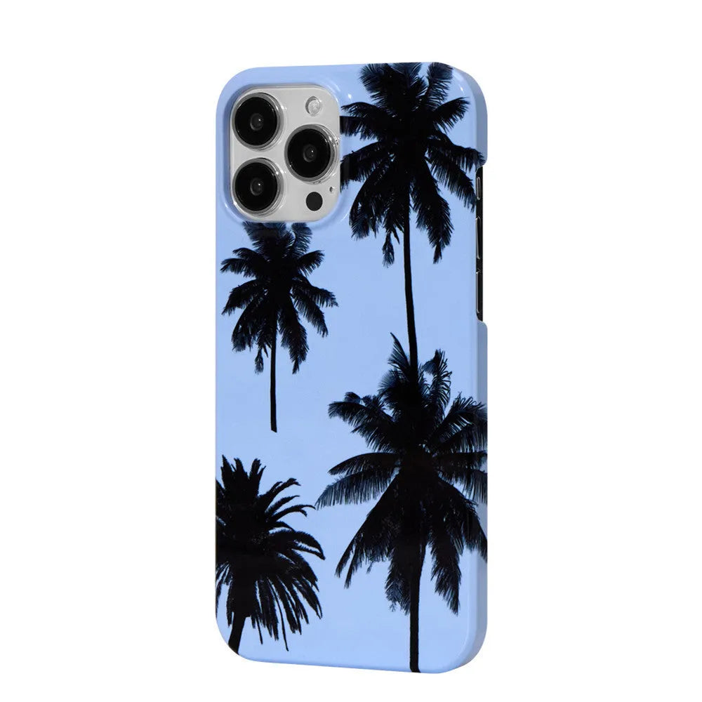 Clear summer coconut TPU phone case for iPhone models on white background