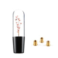 15cm JDM crystal gear knob with flower design in water, includes three adapter sleeves