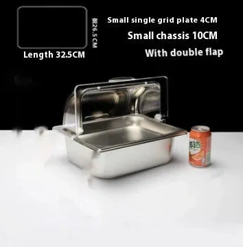 Stainless steel commercial dining plate display box with lid in multiple grid configurations