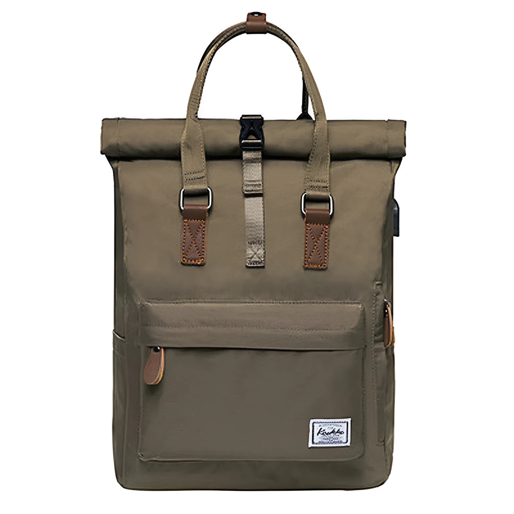Casual black polyester backpack showing interior computer pocket and under 20-litre capacity