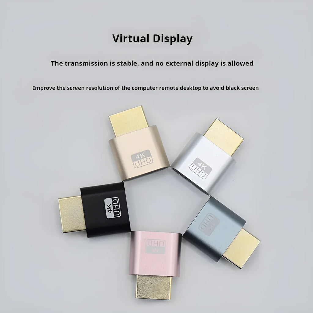 HDMI graphics card dummy plug with virtual display function in multiple metal interface colours
