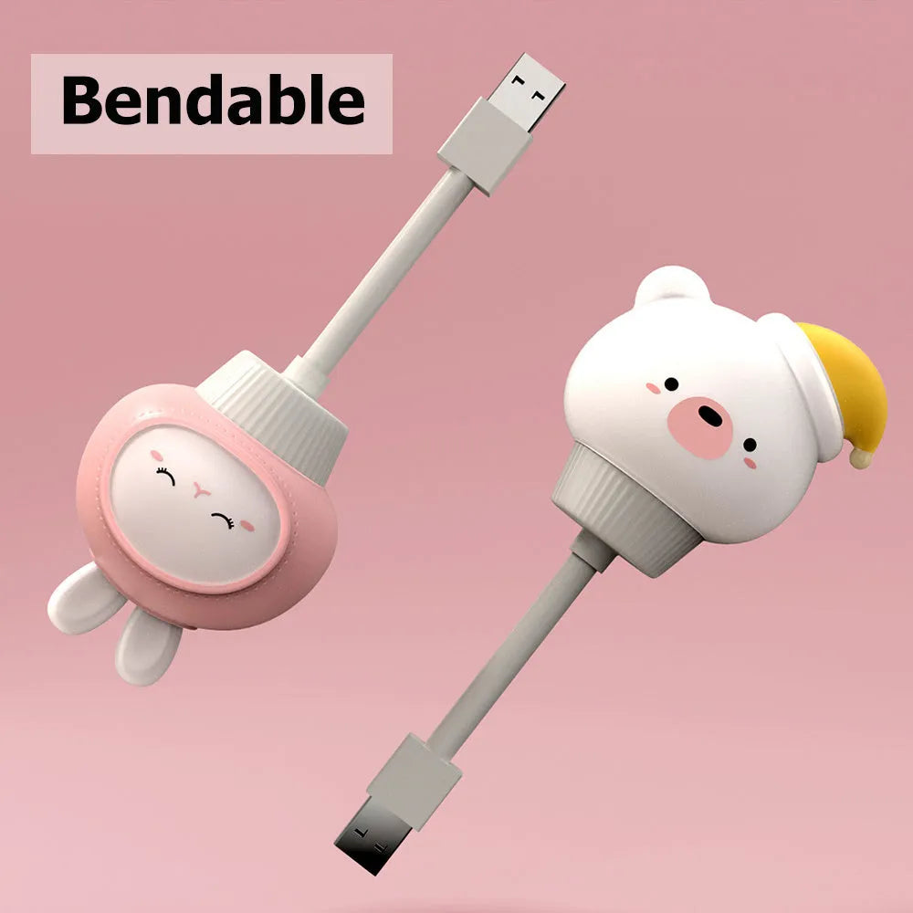 USB portable LED night light with cartoon bear design and remote control