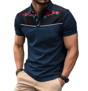 Men's short sleeve mesh polo shirt with zipper decorations in pictured colour
