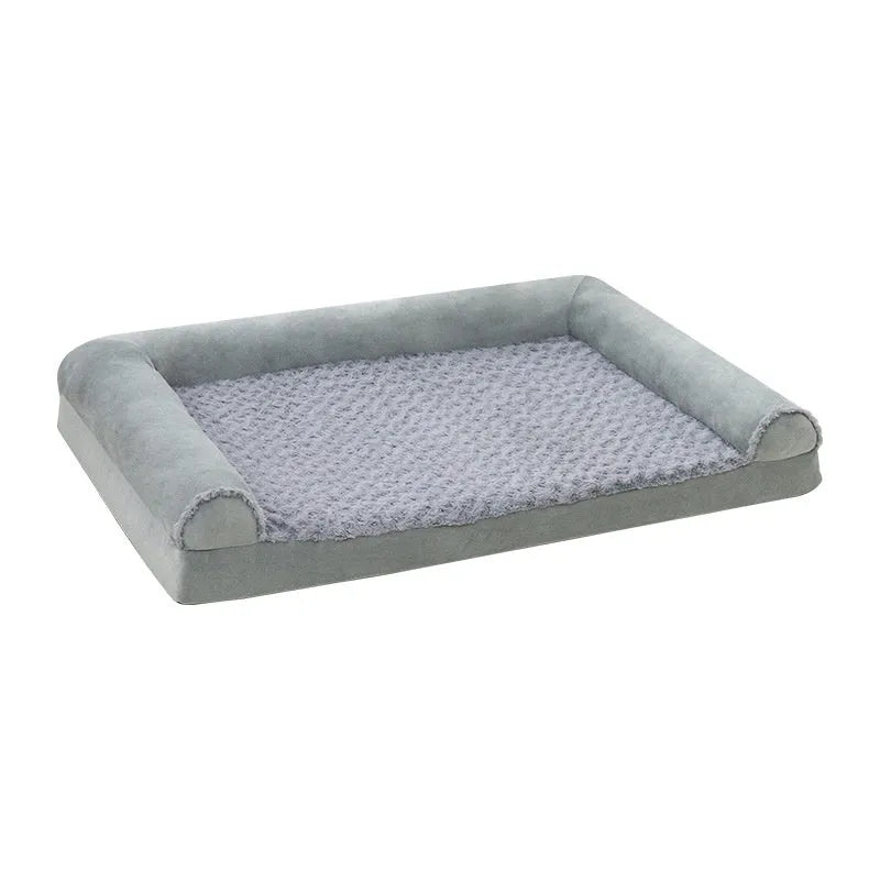 Light grey cloth dog kennel for large dogs, showing soft fabric construction and open design.