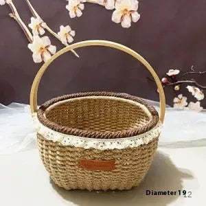 Hand-woven hemp rope basket made from straw material in rustic storage design