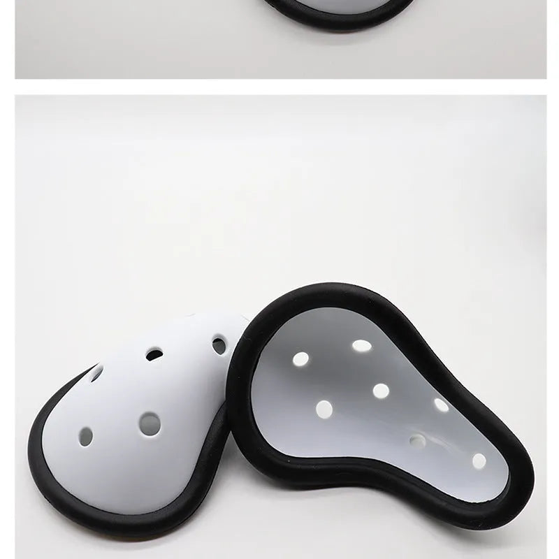 Rubber sports genital protector for adult and children's use in hockey, rugby, boxing, and martial arts