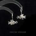 Bubble fish design earrings with goldfish animal elements in copper electroplated finish