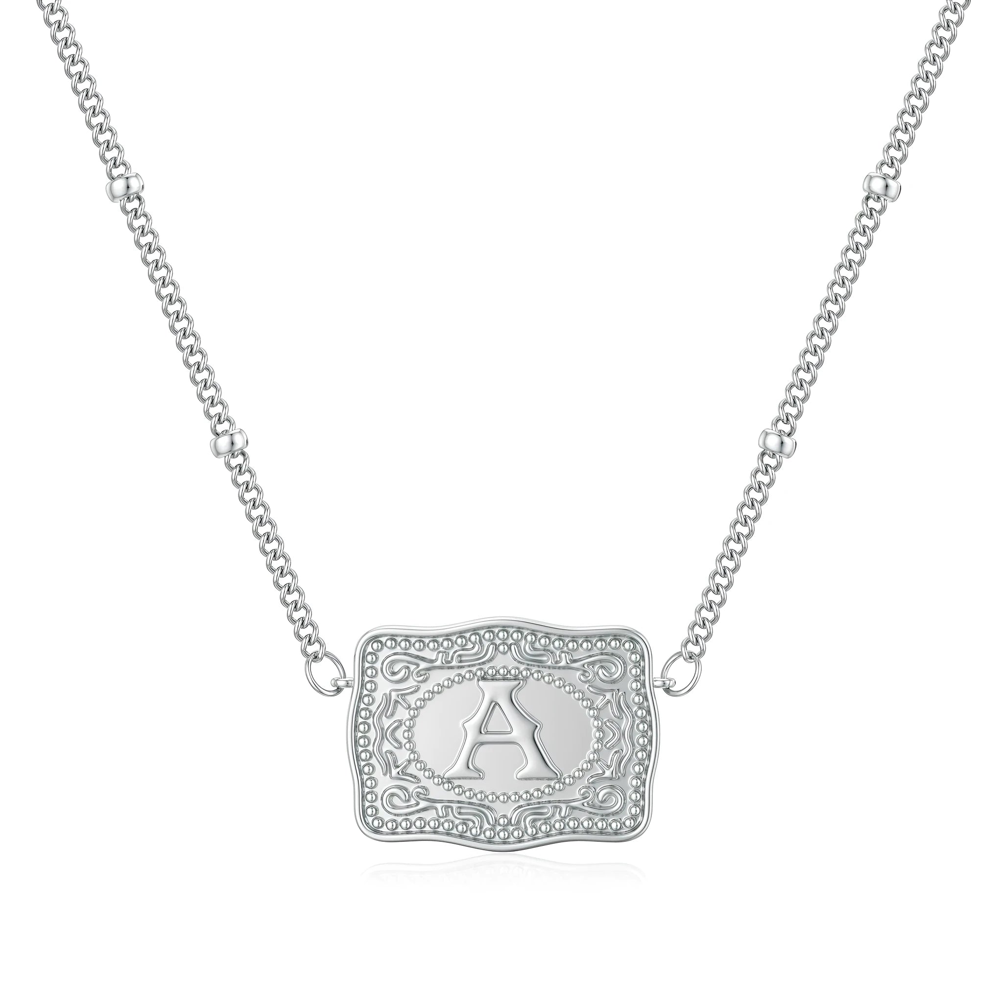 Electroplated copper letter necklace showing a gold charm on a 45 cm chain.