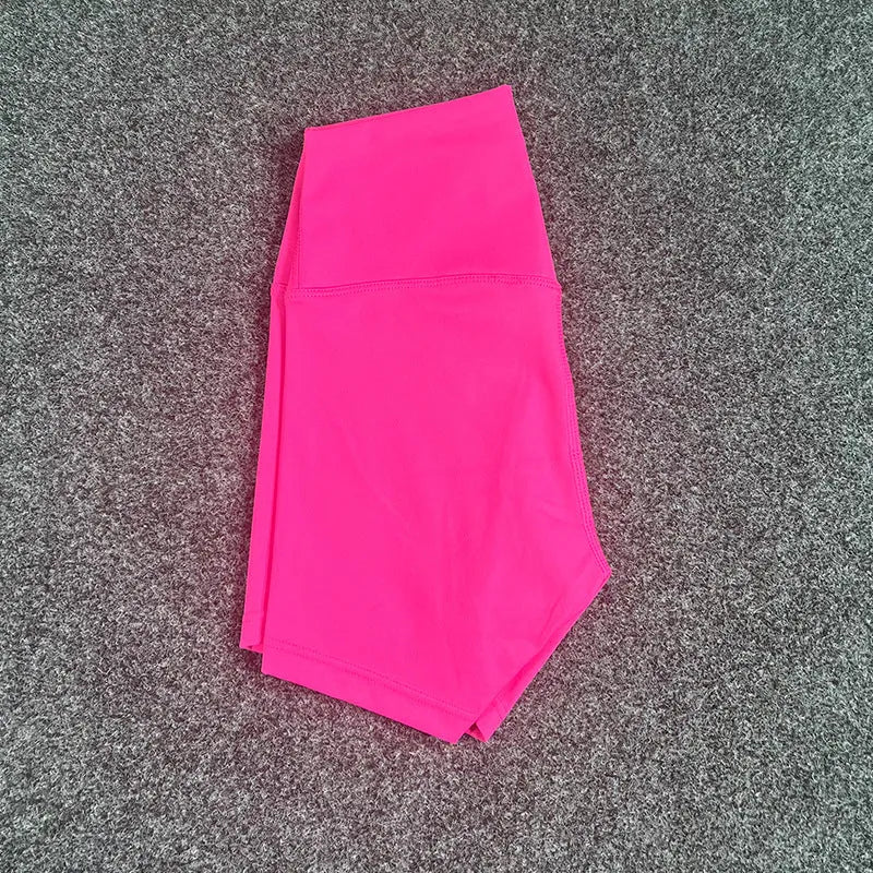 Women's high waist yoga shorts in quick-dry nylon fabric available in multiple colours
