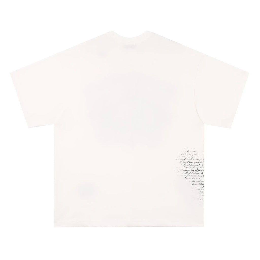 Short sleeve cotton T-shirt with retro hip hop letter print in black or white