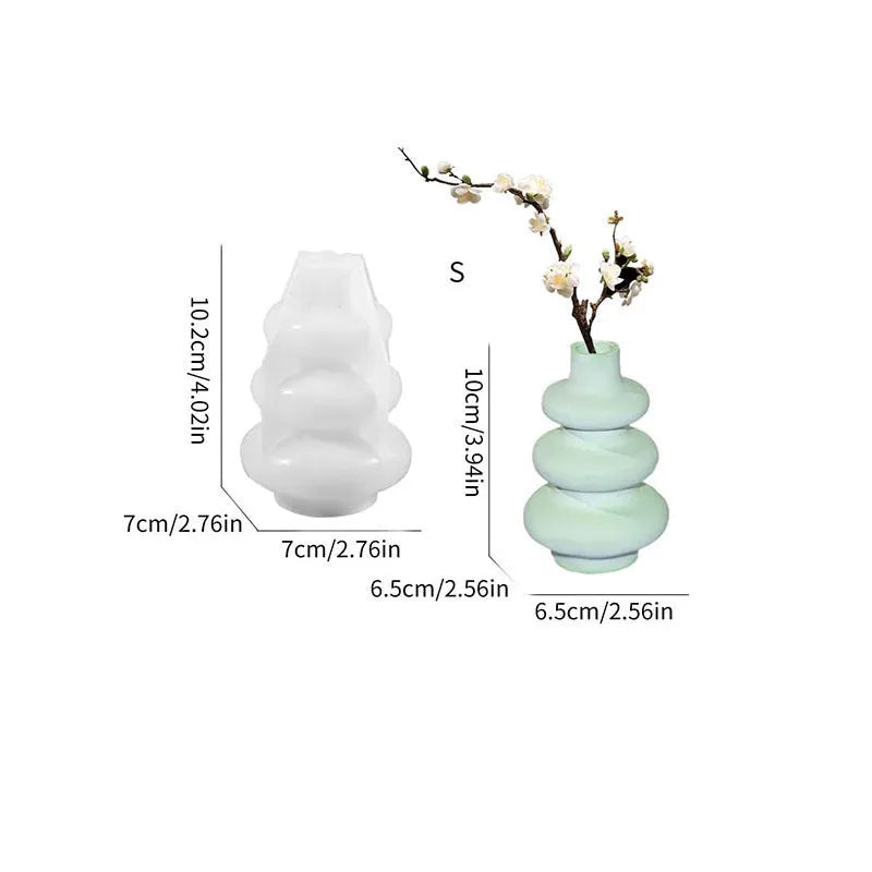 Three-layer circle vase silicone mould showing irregular shape in modern simplicity style