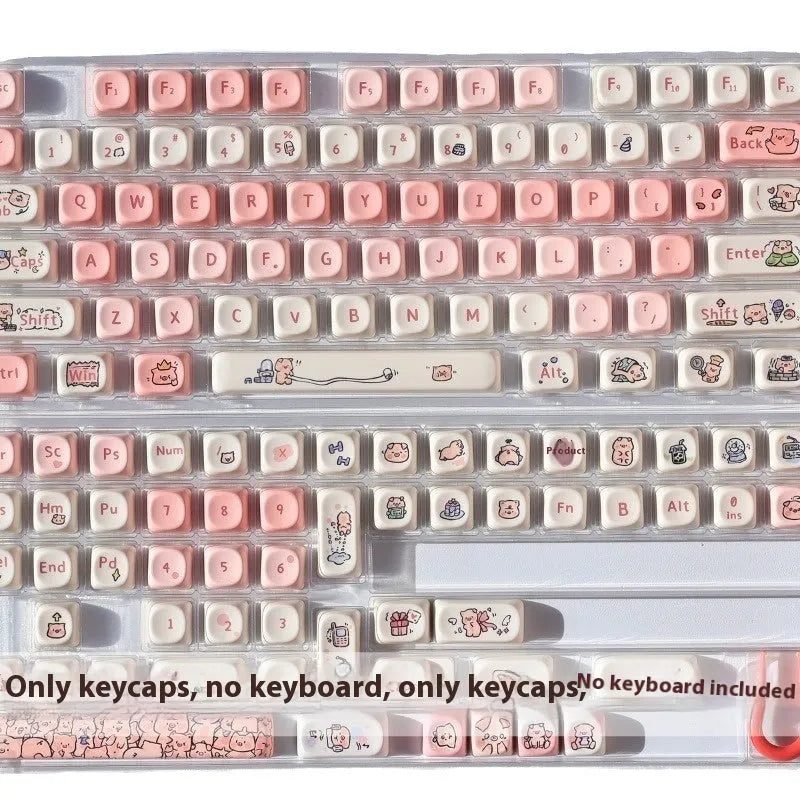 Pink Fragrant Pig anime resin key cap for mechanical keyboards with five-sided sublimation print.