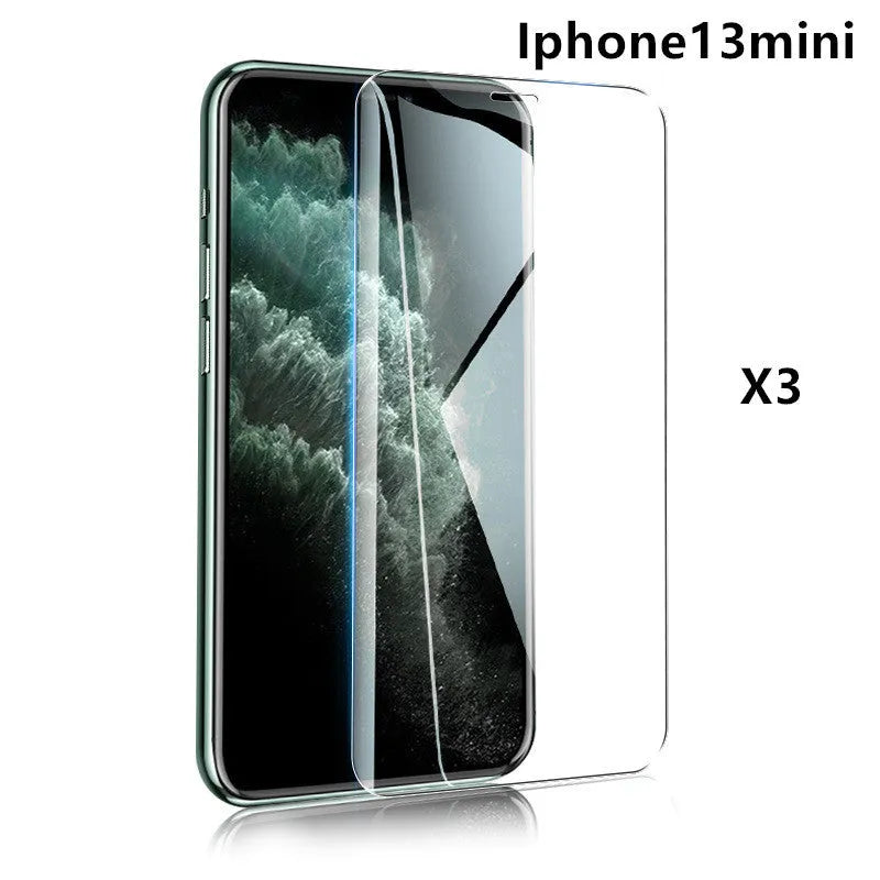 Tempered glass screen protector with 9H hardness for smartphones on a clean surface.