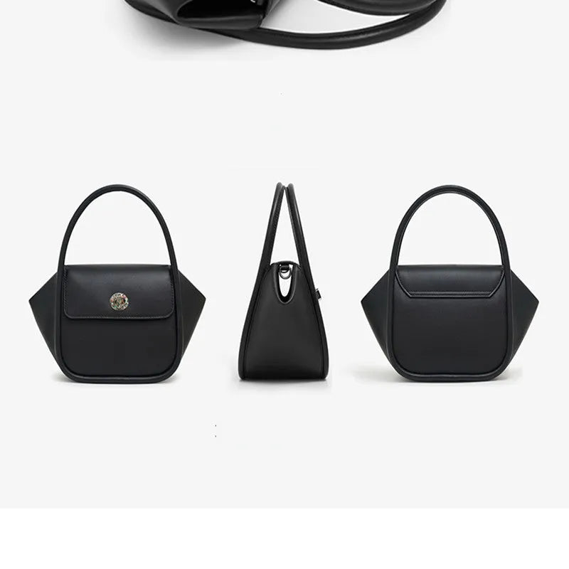 Leather wing bag with latch closure and buckle detailing in cow leather with cross-body strap