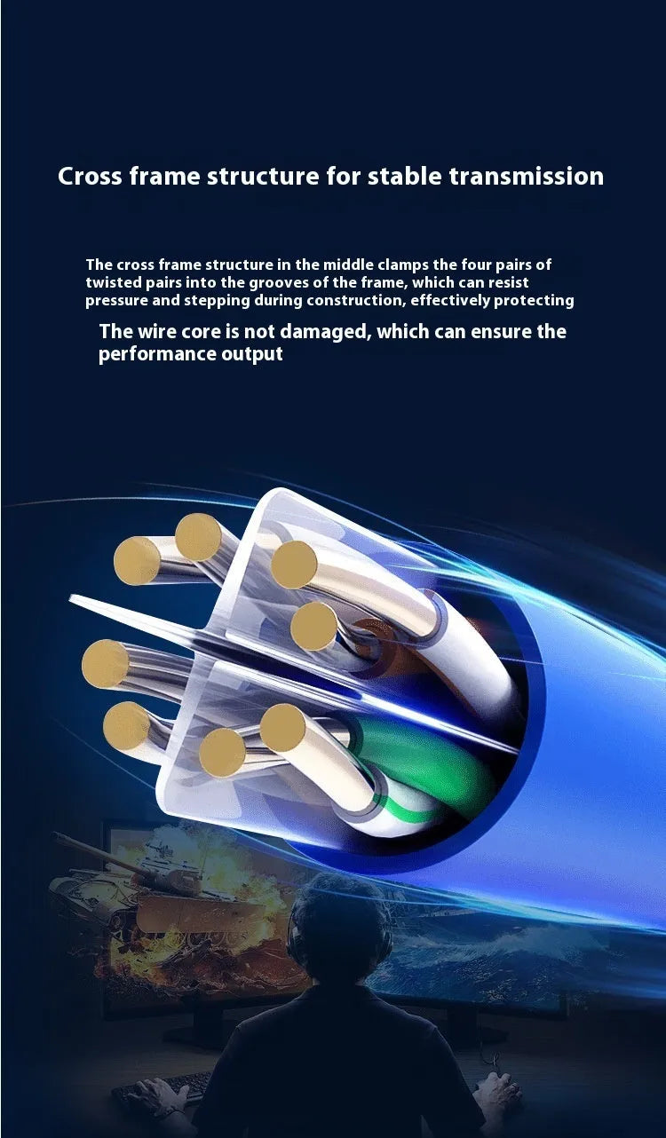 CAT6 oxygen-free copper network cable in blue or grey colour, 305 metres long for gigabit and 10GB Ethernet connections